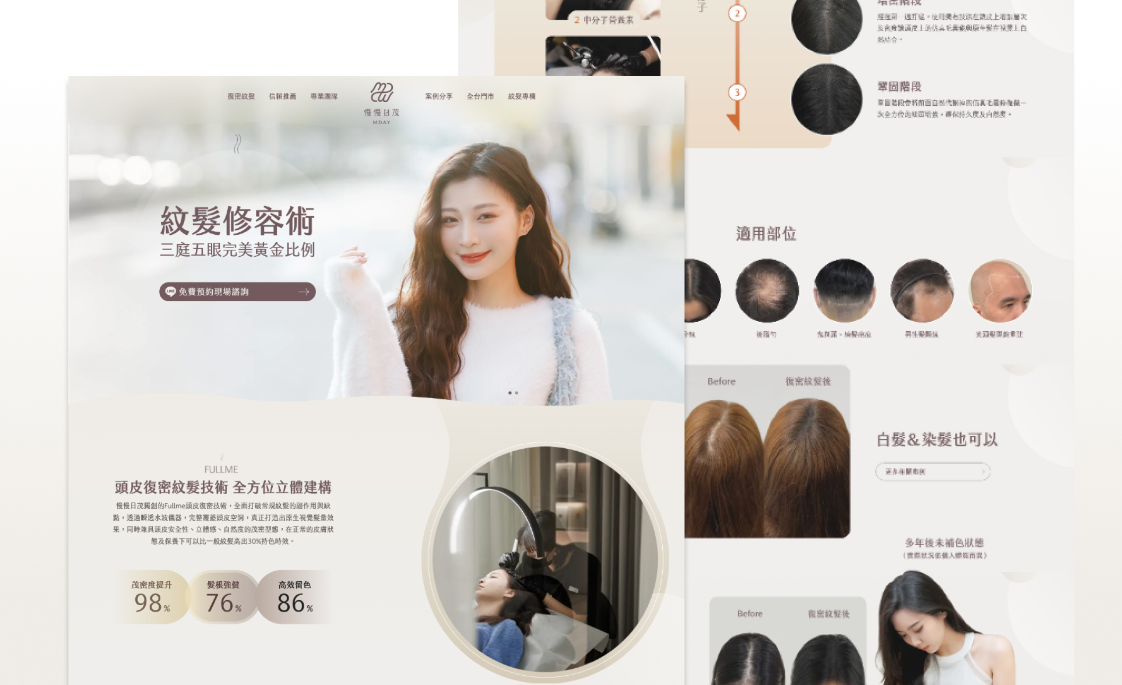 慢慢日茂紋髮官方網站建置案例封面圖｜高端紋髮技術展示網站設計