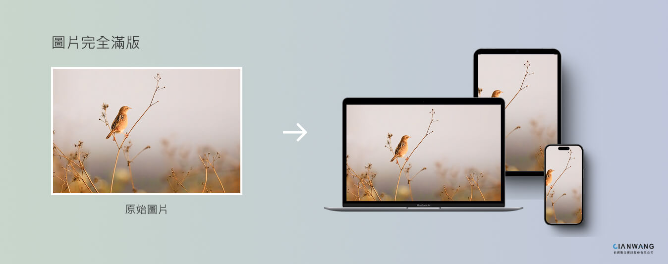 響應式網頁設計,圖片完全滿版範例